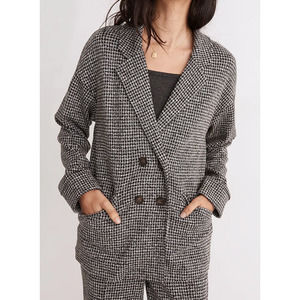 Madewell Black and White Houndstooth Blazer